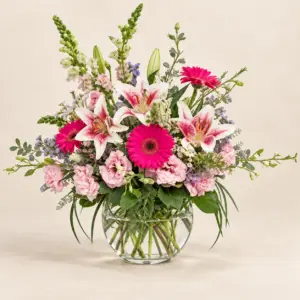 Garden Party Pink Lily & Gerbera Arrangement – Santa Monica Florist